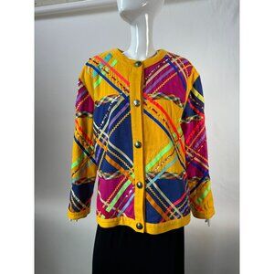 Vintage Gene Ewing BIS Colorful Patchwork Button-Up Jacket L